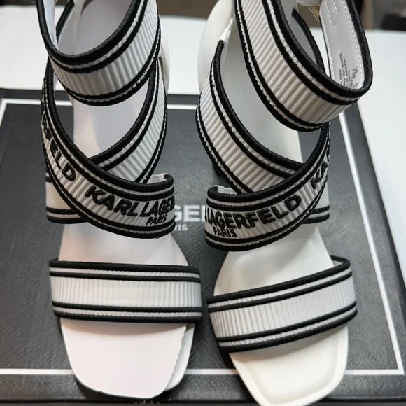 KARL LAGERFELD PARIS Women's Careliz Strappy Sandals- Size 7.5- Bright White - Picture 10 of 12
